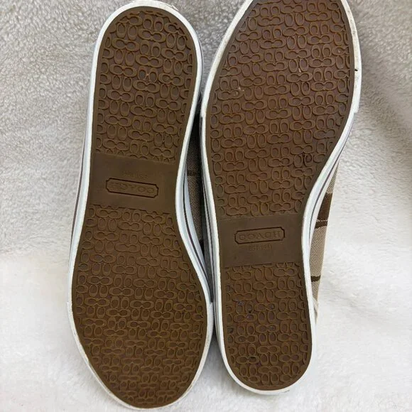 WOMENS COACH DALIA F0007/K05 BROWN SIGNATURE "C" JACQUARD SNEAKERS SIZE 10M - Picture 6 of 12
